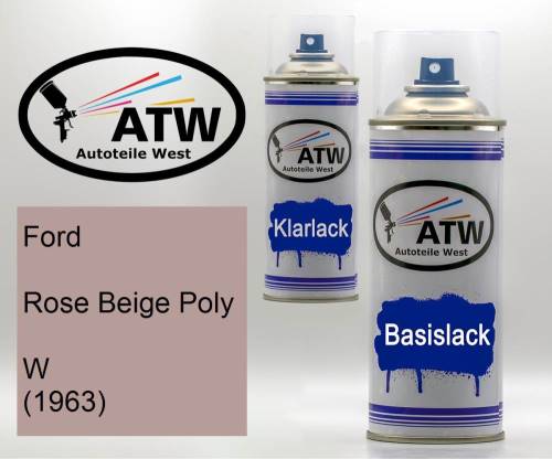 Ford, Rose Beige Poly, W (1963): 400ml Sprühdose + 400ml Klarlack - Set, von ATW Autoteile West.